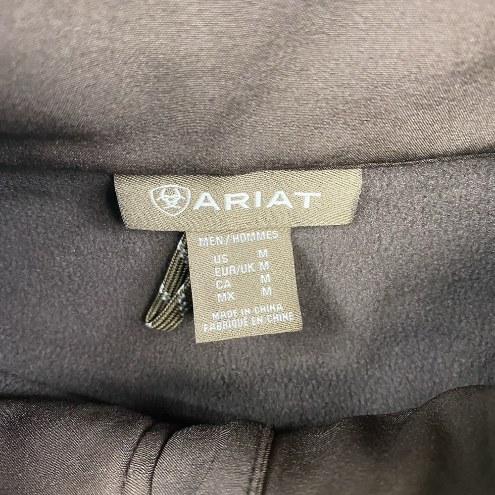 Ariat Logo Softshell Jacket Mens Medium Brown Full Zip Conceal Carry Wind Resist - Picture 10 of 15